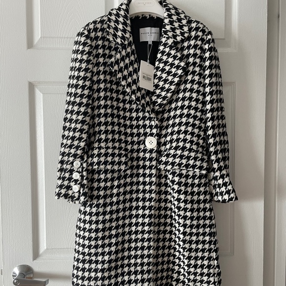 Petite Studio Black/white Plaid Long Coat Size XS - Picture 2 of 10